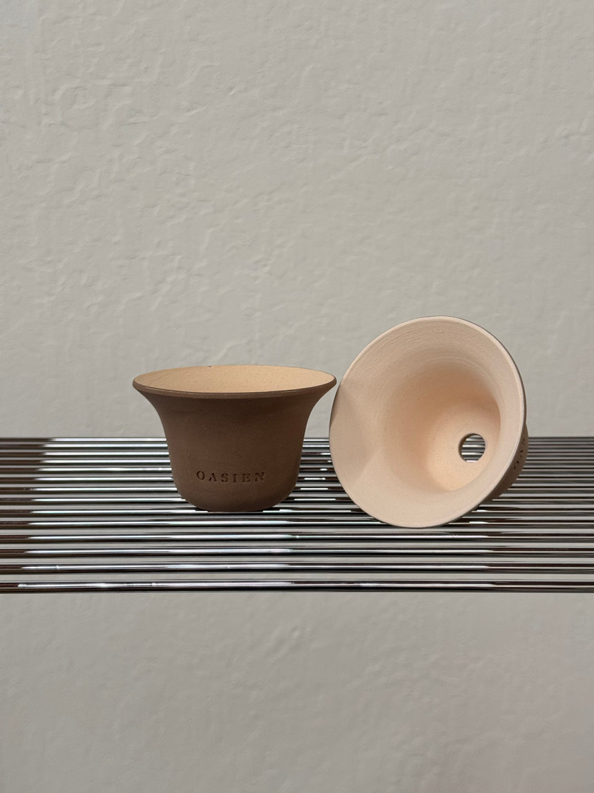 Poppy pot - brown & Ivory