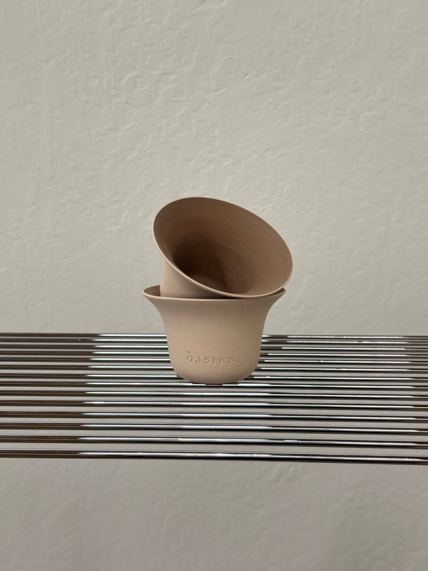 Poppy pot - ivory & brown