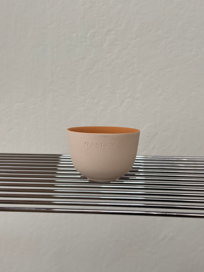 Saguaro pot - ivory & orange