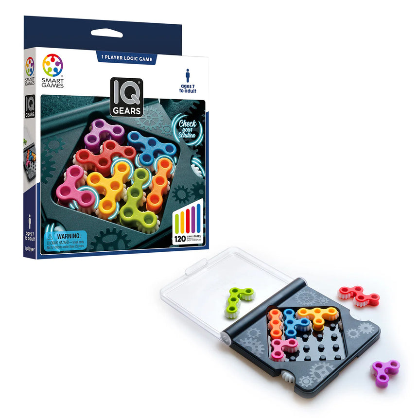 Smart Games - IQ Gears Travel-Friendly Dynamic Logic Game for Ages 7+