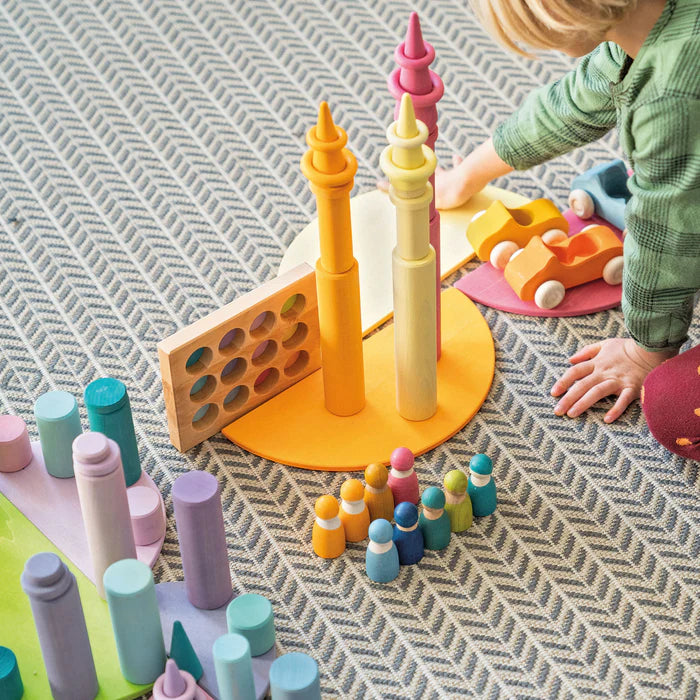 Wooden Semicircle Building Set, Pastel