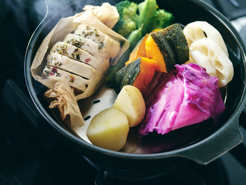 KAKOMI IH enamel pot with steam plate, 2L